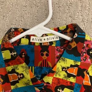 Alice + Olivia Multicolor Graphic Print Blouse